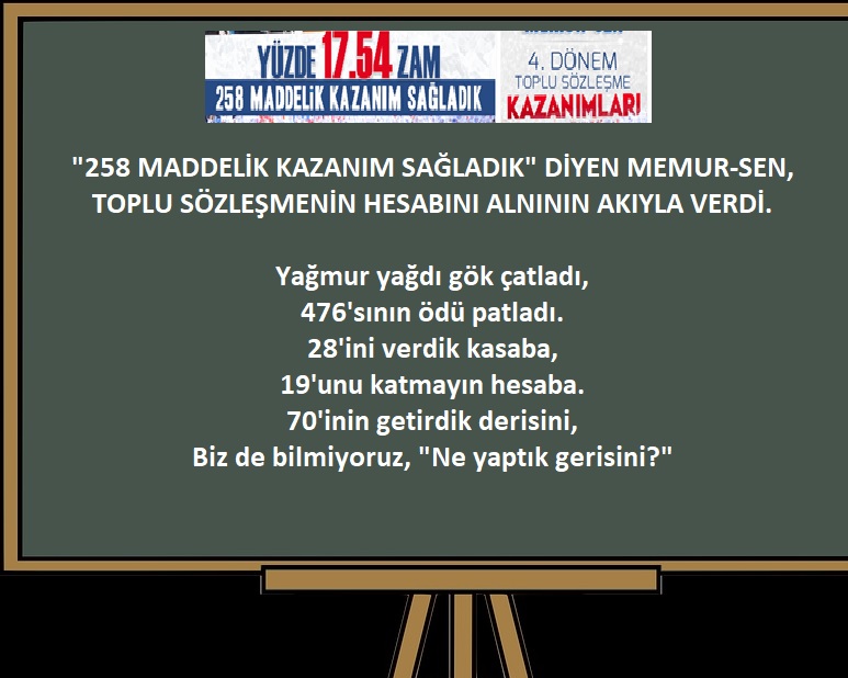 MEMUR-SEN’İN  “258 KAZANIM” YALANI ERKEN DEŞİFRE OLDU.
